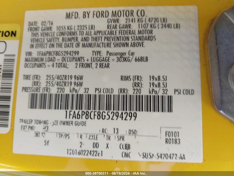 2016 FORD MUSTANG GT PREMIUM - 1FA6P8CF8G5294299 | SeoVin.biz