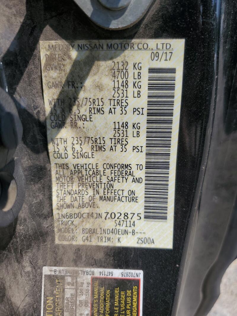 2018 NISSAN FRONTIER S - 1N6BD0CT4JN702875 | SeoVin.biz