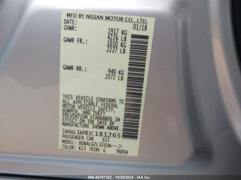 2018 NISSAN ALTIMA 2.5 S - 1N4AL3AP8JC181265 | SeoVin.biz