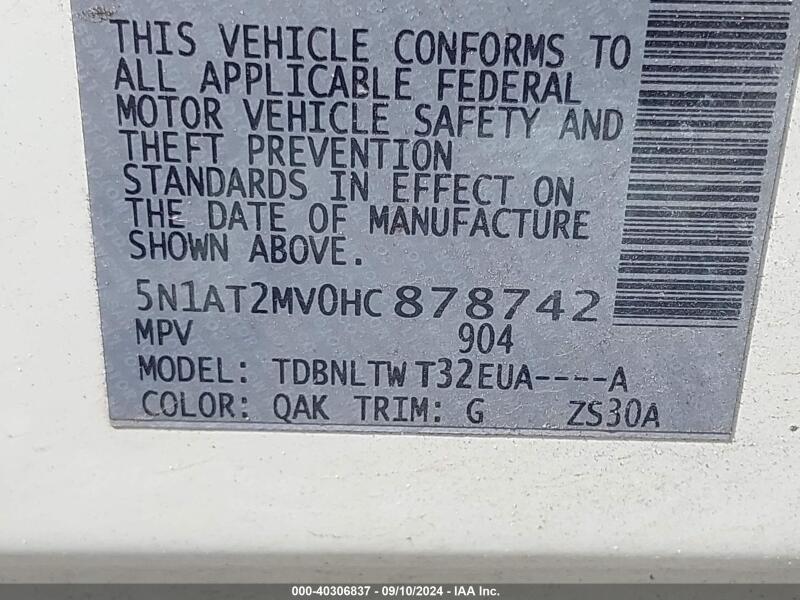 2017 NISSAN ROGUE SV - 5N1AT2MV0HC878742 | SeoVin.biz