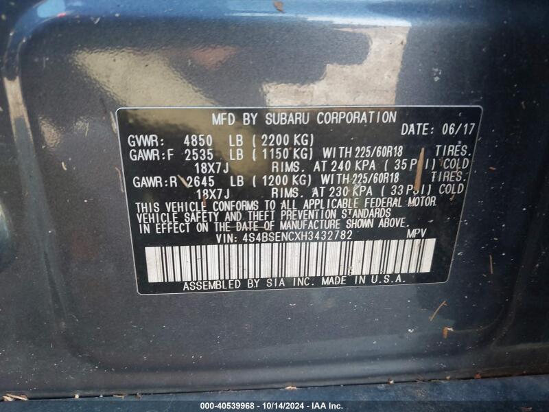 2017 SUBARU OUTBACK 3.6R LIMITED - 4S4BSENCXH3432782 | SeoVin.biz