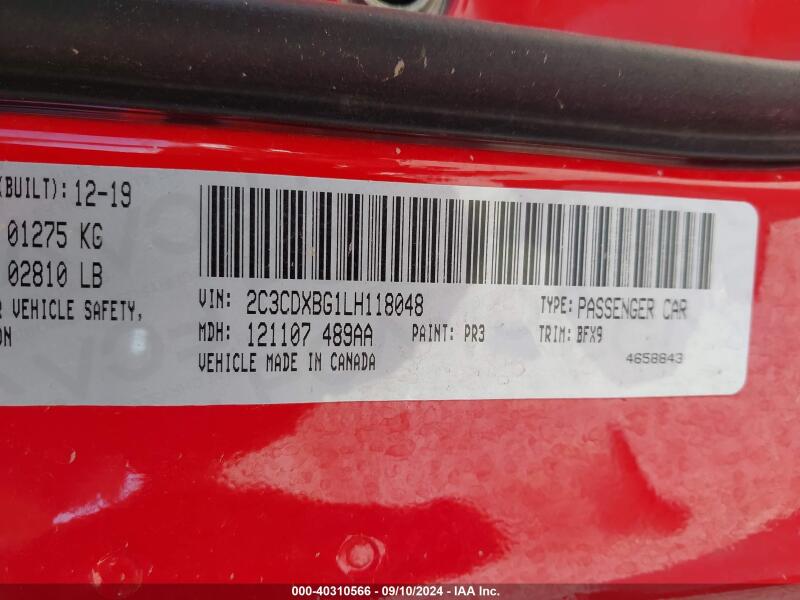 2020 DODGE CHARGER SXT RWD - 2C3CDXBG1LH118048 | SeoVin.biz