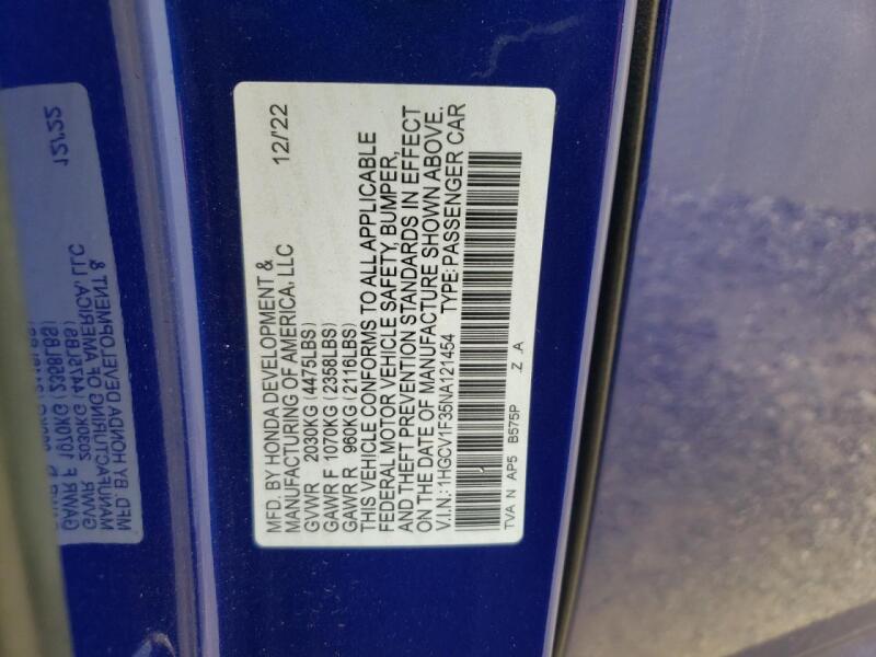 2022 HONDA ACCORD SPORT - 1HGCV1F35NA121454 | SeoVin.biz