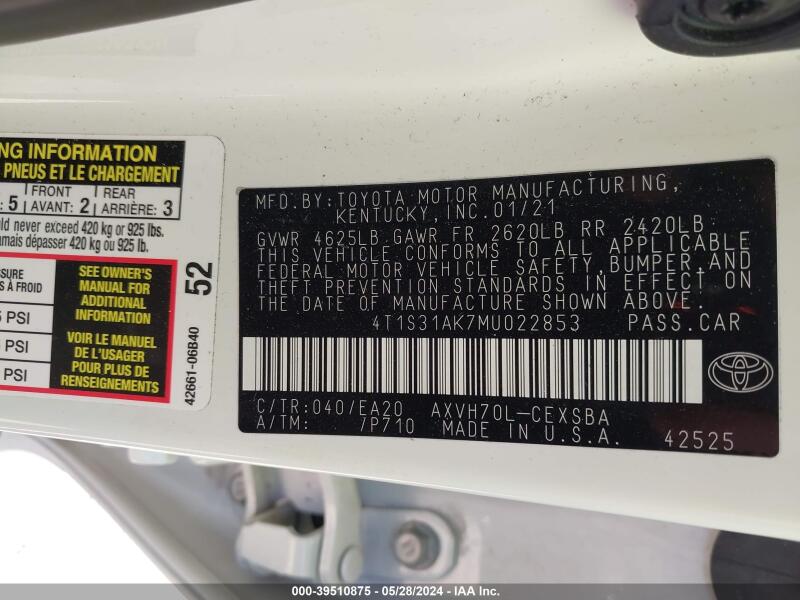 2021 TOYOTA CAMRY SE HYBRID - 4T1S31AK7MU022853 | SeoVin.biz