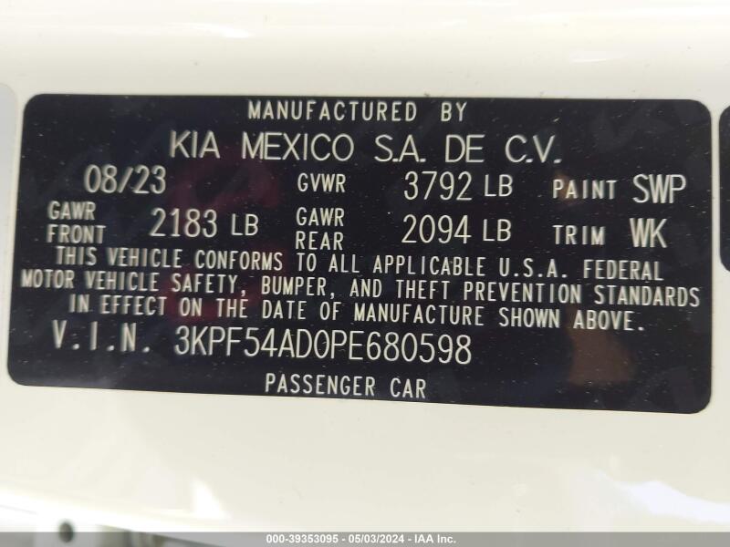 2023 KIA FORTE GT-LINE - 3KPF54AD0PE680598 | SeoVin.biz