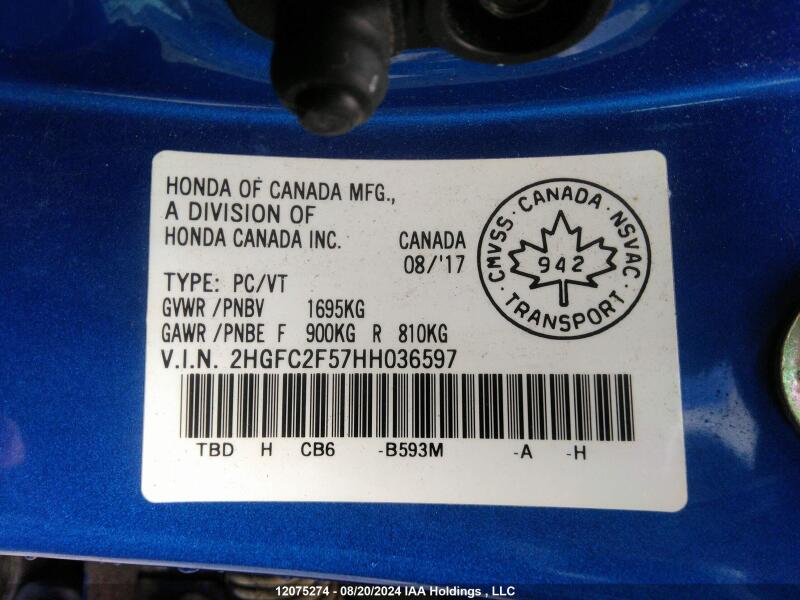 2017 HONDA CIVIC LX - 2HGFC2F57HH036597 | SeoVin.biz