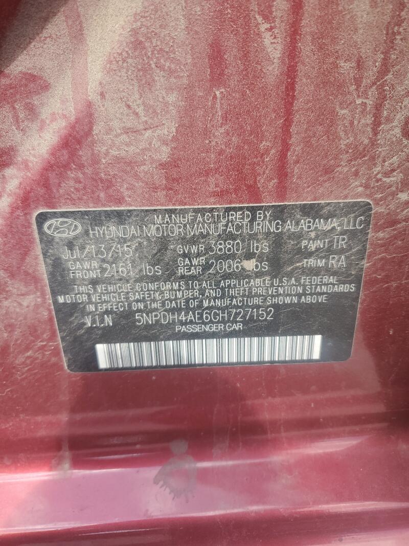 2016 HYUNDAI ELANTRA SE - 5NPDH4AE6GH727152 | SeoVin.biz