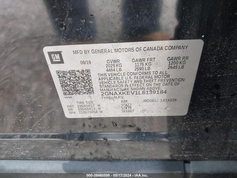 2020 CHEVROLET EQUINOX FWD LT 1.5L TURBO - 2GNAXKEV1L6139184 | SeoVin.biz