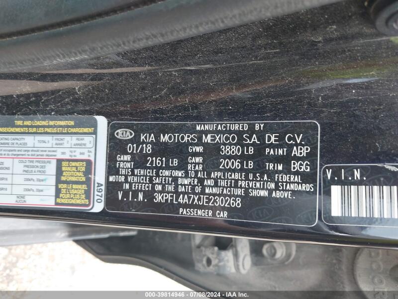 2018 KIA FORTE LX - 3KPFL4A7XJE230268 | SeoVin.biz