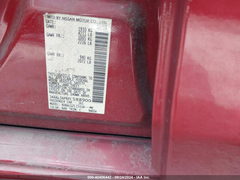 2015 NISSAN ALTIMA 2.5 S - 1N4AL3AP6FC588900 | SeoVin.biz