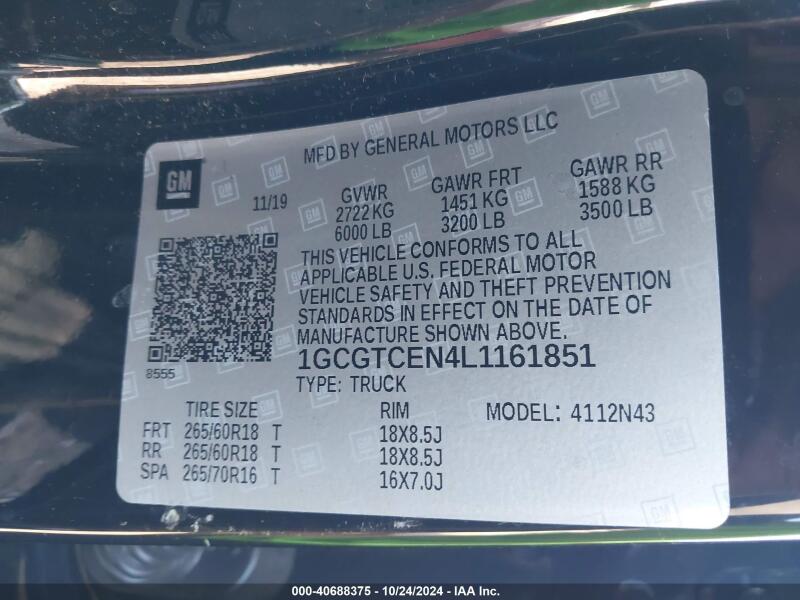 2020 CHEVROLET COLORADO 4WD SHORT BOX LT - 1GCGTCEN4L1161851 | SeoVin.biz