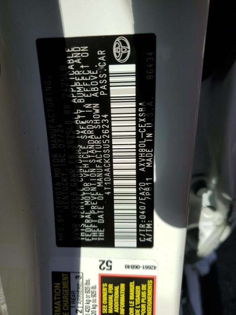 2025 TOYOTA CAMRY XSE - 4T1DAACK0SU526234 | SeoVin.biz