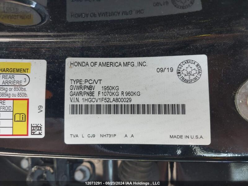 2020 HONDA ACCORD SEDAN - 1HGCV1F52LA800029 | SeoVin.biz