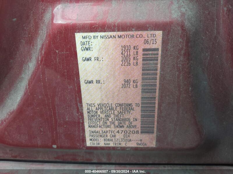 2015 NISSAN ALTIMA 2.5 SV - 1N4AL3AP7FC470208 | SeoVin.biz