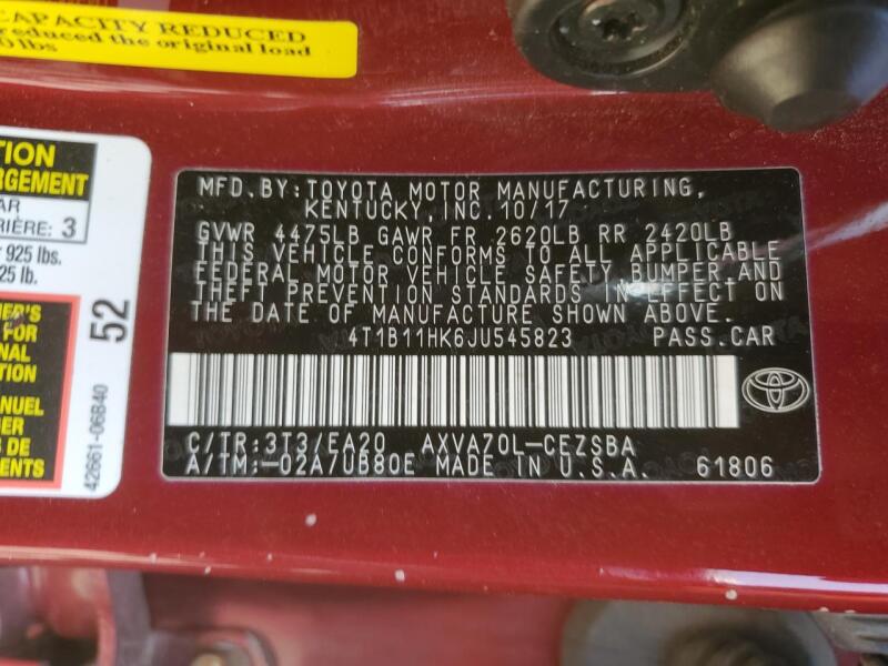 2018 TOYOTA CAMRY L - 4T1B11HK6JU545823 | SeoVin.biz