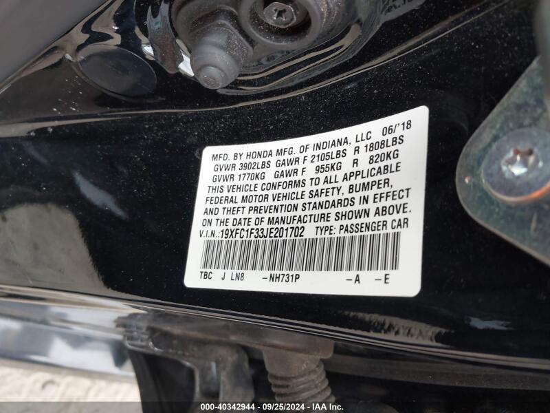 2018 HONDA CIVIC EX-T - 19XFC1F33JE201702 | SeoVin.biz