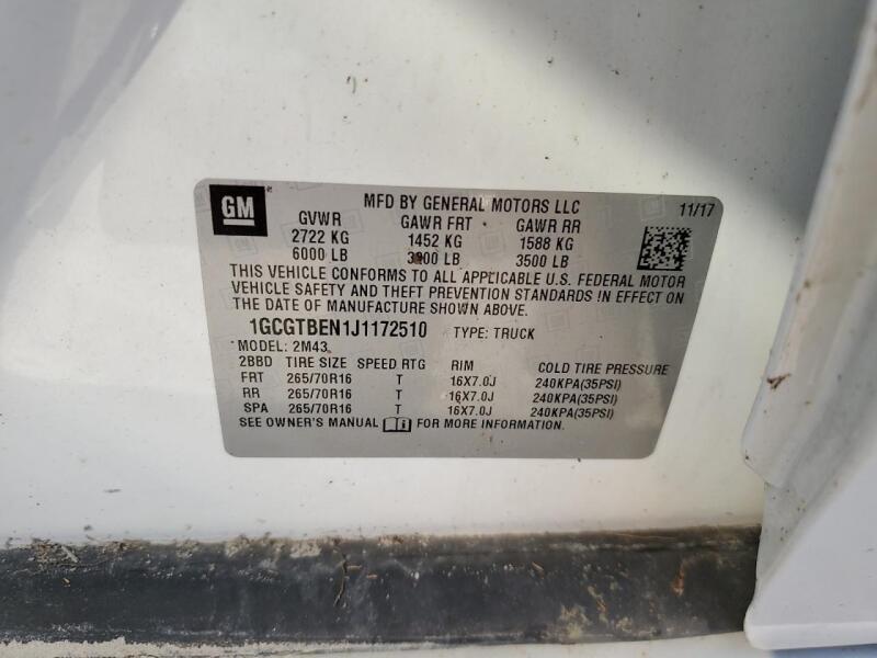 2018 CHEVROLET COLORADO - 1GCGTBEN1J1172510 | SeoVin.biz