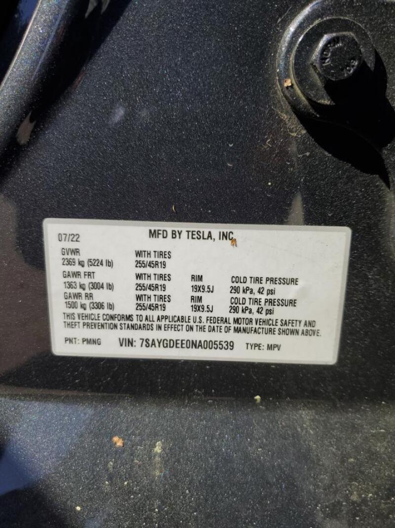 2022 TESLA MODEL Y - 7SAYGDEE0NA005539 | SeoVin.biz