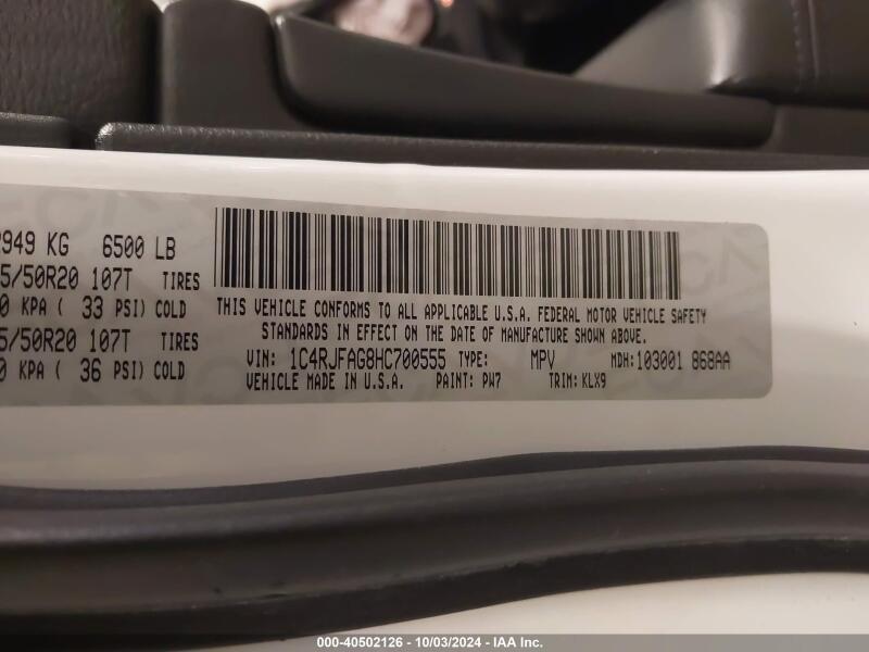 2017 JEEP GRAND CHEROKEE ALTITUDE 4X4 - 1C4RJFAG8HC700555 | SeoVin.biz