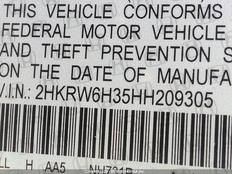 2017 HONDA CR-V LX - 2HKRW6H35HH209305 | SeoVin.biz