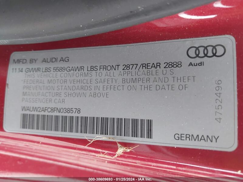 2015 AUDI S7 4.0T - WAUW2AFC8FN038578 | SeoVin.biz