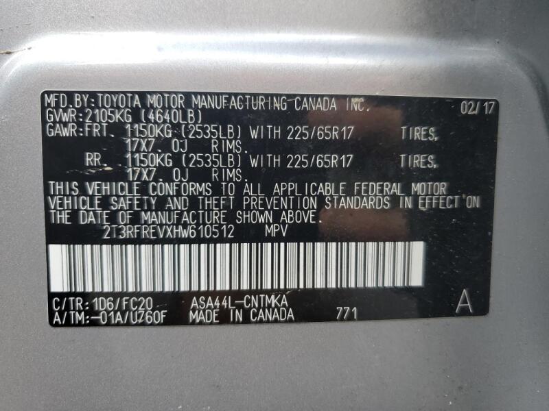 2017 TOYOTA RAV4 XLE - 2T3RFREVXHW610512 | SeoVin.biz