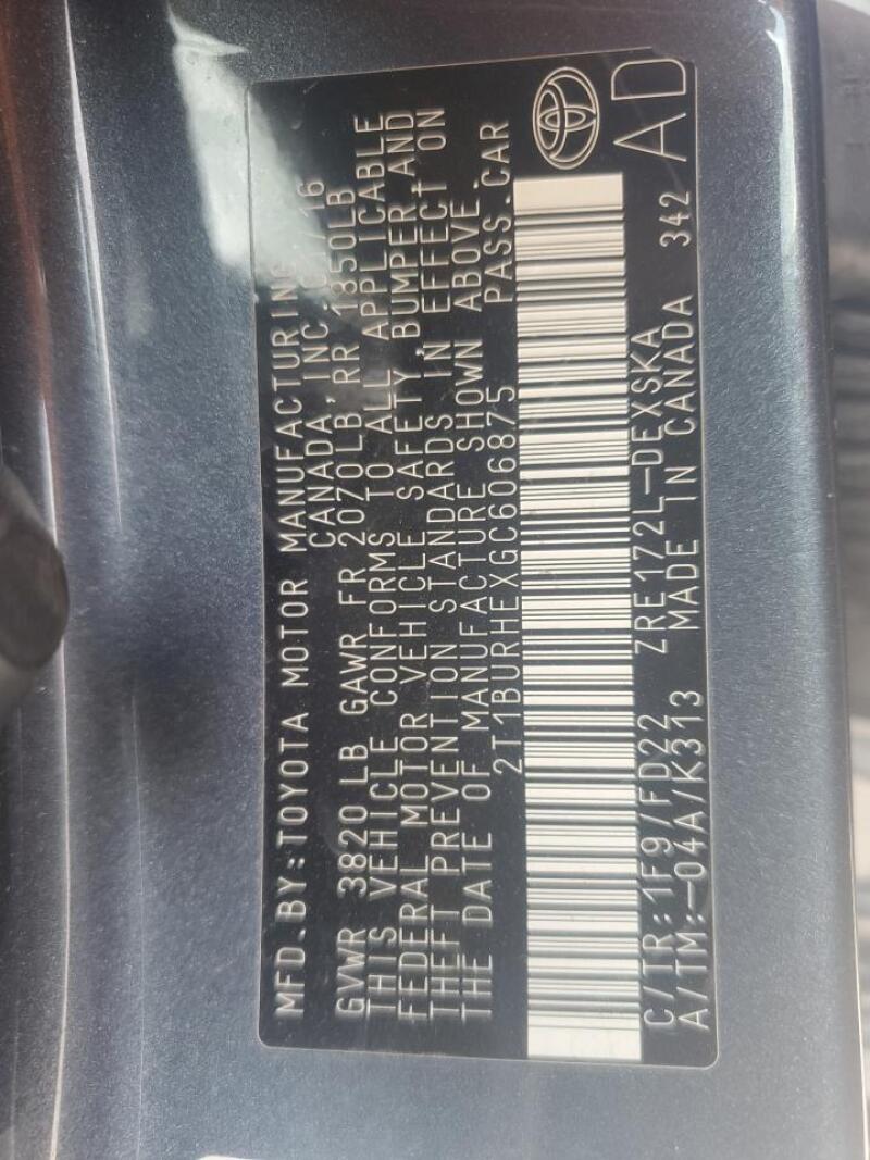 2016 TOYOTA COROLLA L - 2T1BURHEXGC606875 | SeoVin.biz