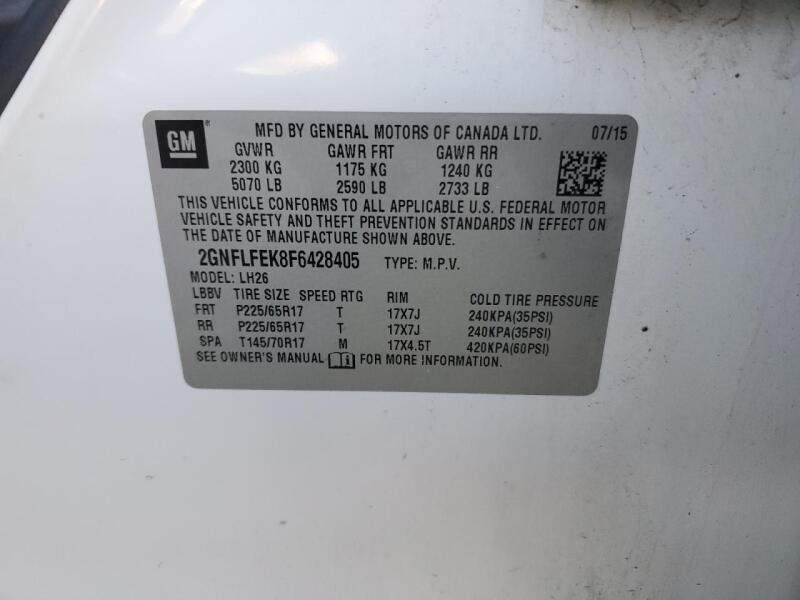 2015 CHEVROLET EQUINOX LT - 2GNFLFEK8F6428405 | SeoVin.biz