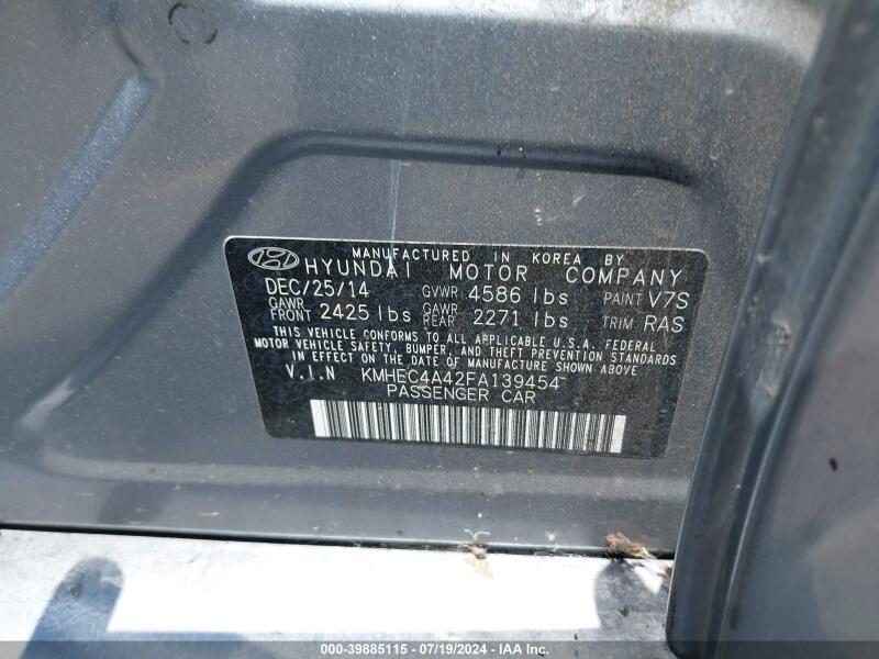 2015 HYUNDAI SONATA HYBRID - KMHEC4A42FA139454 | SeoVin.biz