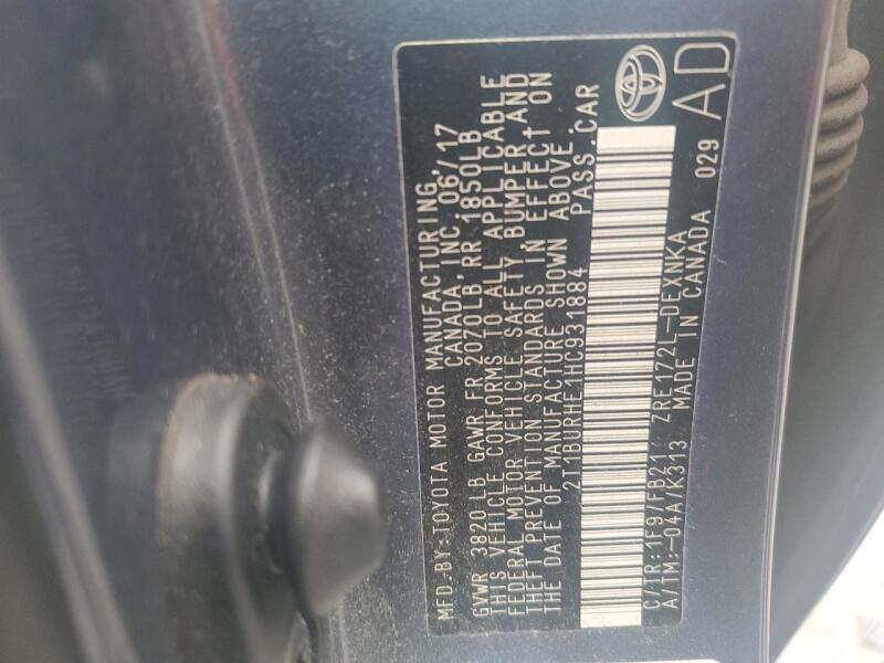 2017 TOYOTA COROLLA L - 2T1BURHE1HC931884 | SeoVin.biz