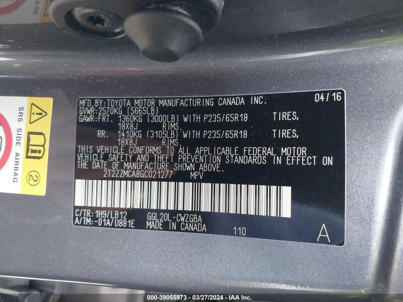 2016 LEXUS RX 350 - 2T2ZZMCA8GC021277 | SeoVin.biz