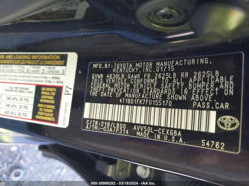 2015 TOYOTA CAMRY HYBRID XLE - 4T1BD1FK7FU155170 | SeoVin.biz