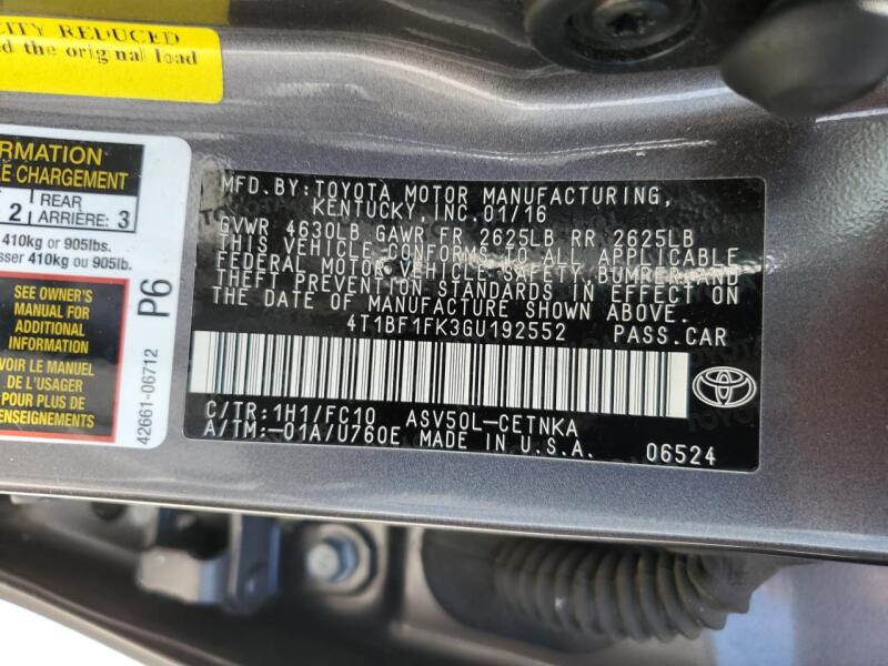 2016 TOYOTA CAMRY LE - 4T1BF1FK3GU192552 | SeoVin.biz