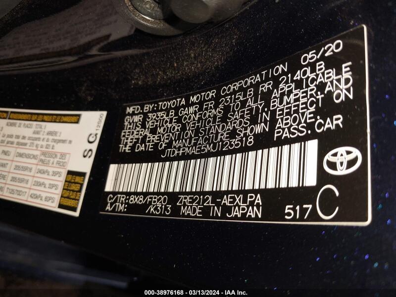 2021 TOYOTA COROLLA LE - JTDHPMAE5MJ123518 | SeoVin.biz