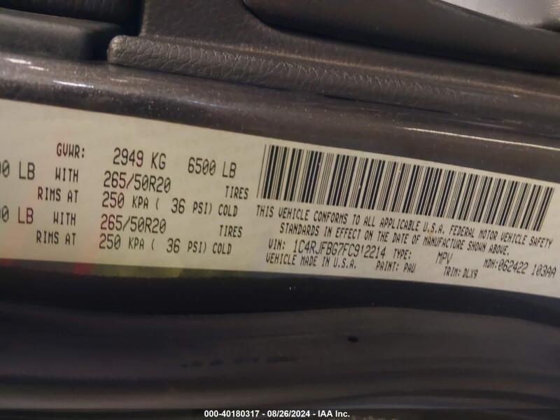 2015 JEEP GRAND CHEROKEE LIMITED - 1C4RJFBG7FC912214 | SeoVin.biz