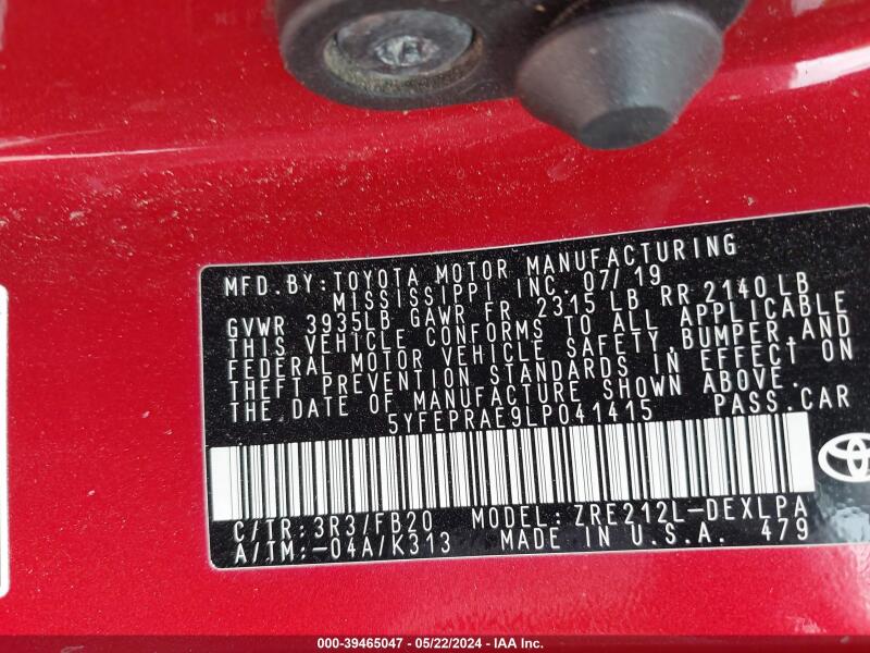 2020 TOYOTA COROLLA LE - 5YFEPRAE9LP041415 | SeoVin.biz