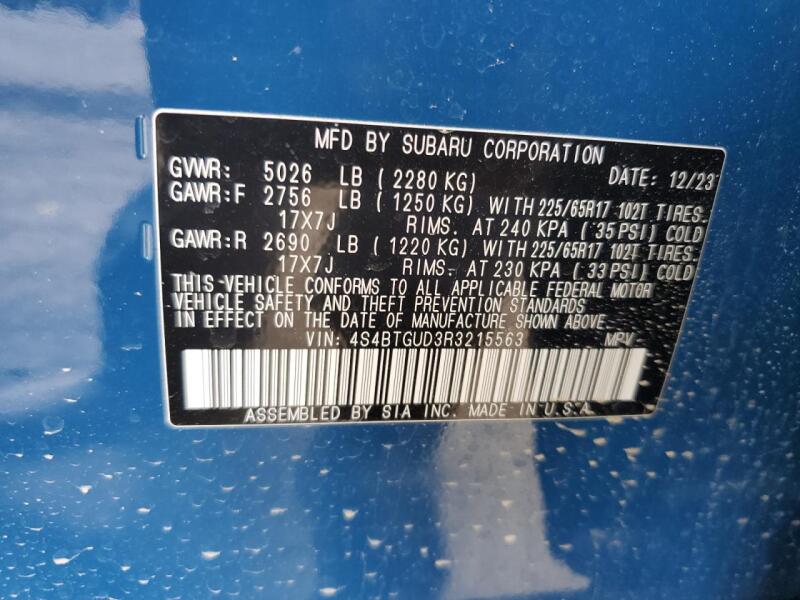 2024 SUBARU OUTBACK WILDERNESS - 4S4BTGUD3R3215563 | SeoVin.biz