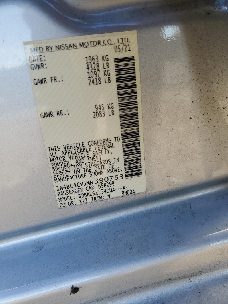 2021 NISSAN ALTIMA SR - 1N4BL4CV5MN390753 | SeoVin.biz