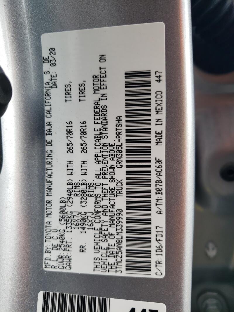 2020 TOYOTA TACOMA DOUBLE CAB - 3TMCZ5AN8LM339990 | SeoVin.biz