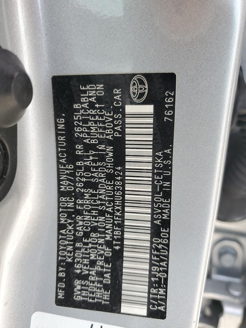 2017 TOYOTA CAMRY LE - 4T1BF1FKXHU638424 | SeoVin.biz