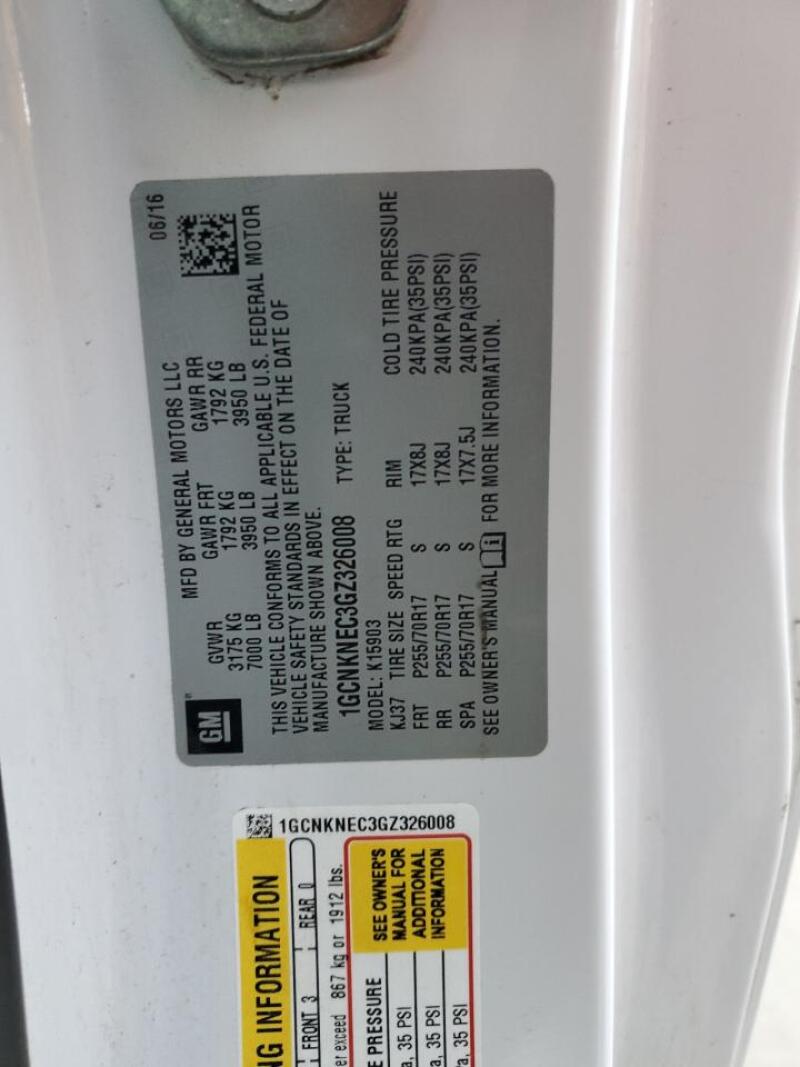 2016 CHEVROLET SILVERADO K1500 - 1GCNKNEC3GZ326008 | SeoVin.biz