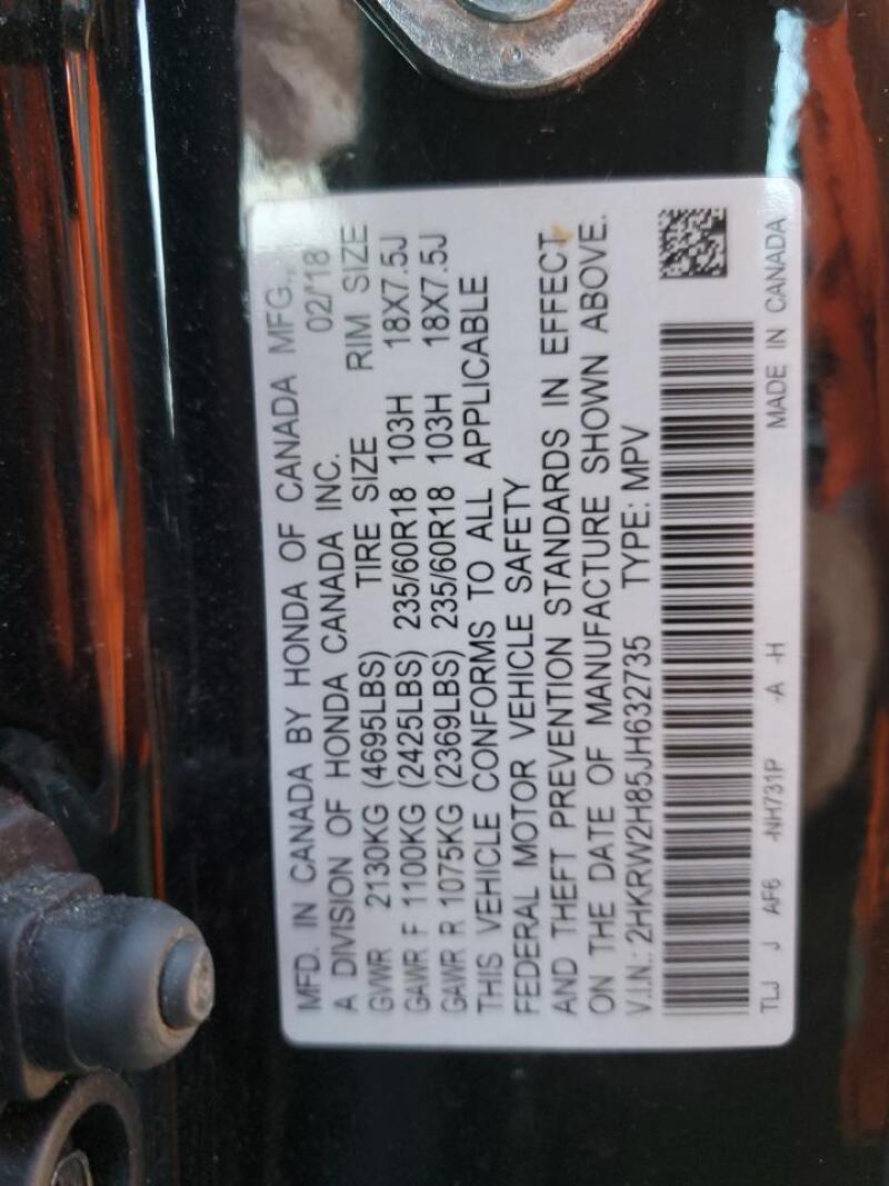 2018 HONDA CR-V EXL - 2HKRW2H85JH632735 | SeoVin.biz