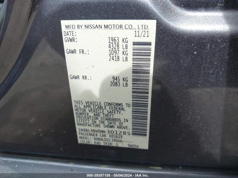 2022 NISSAN ALTIMA S FWD - 1N4BL4BV0NN301285 | SeoVin.biz