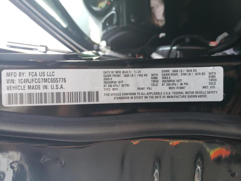 2021 JEEP GRAND CHEROKEE OVERLAND - 1C4RJFCG7MC655776 | SeoVin.biz