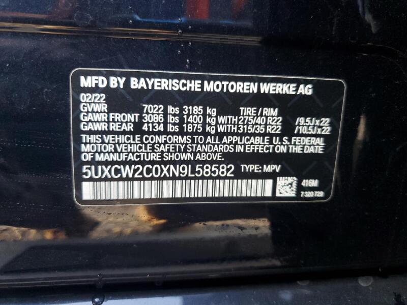 2022 BMW X7 XDRIVE40I - 5UXCW2C0XN9L58582 | SeoVin.biz