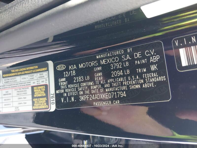 2019 KIA FORTE LXS - 3KPF24ADXKE071794 | SeoVin.biz