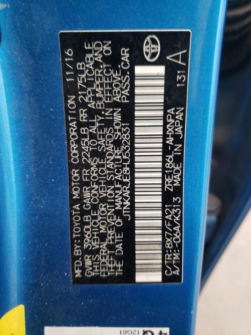 2017 TOYOTA COROLLA IM - JTNKARJE8HJ532831 | SeoVin.biz