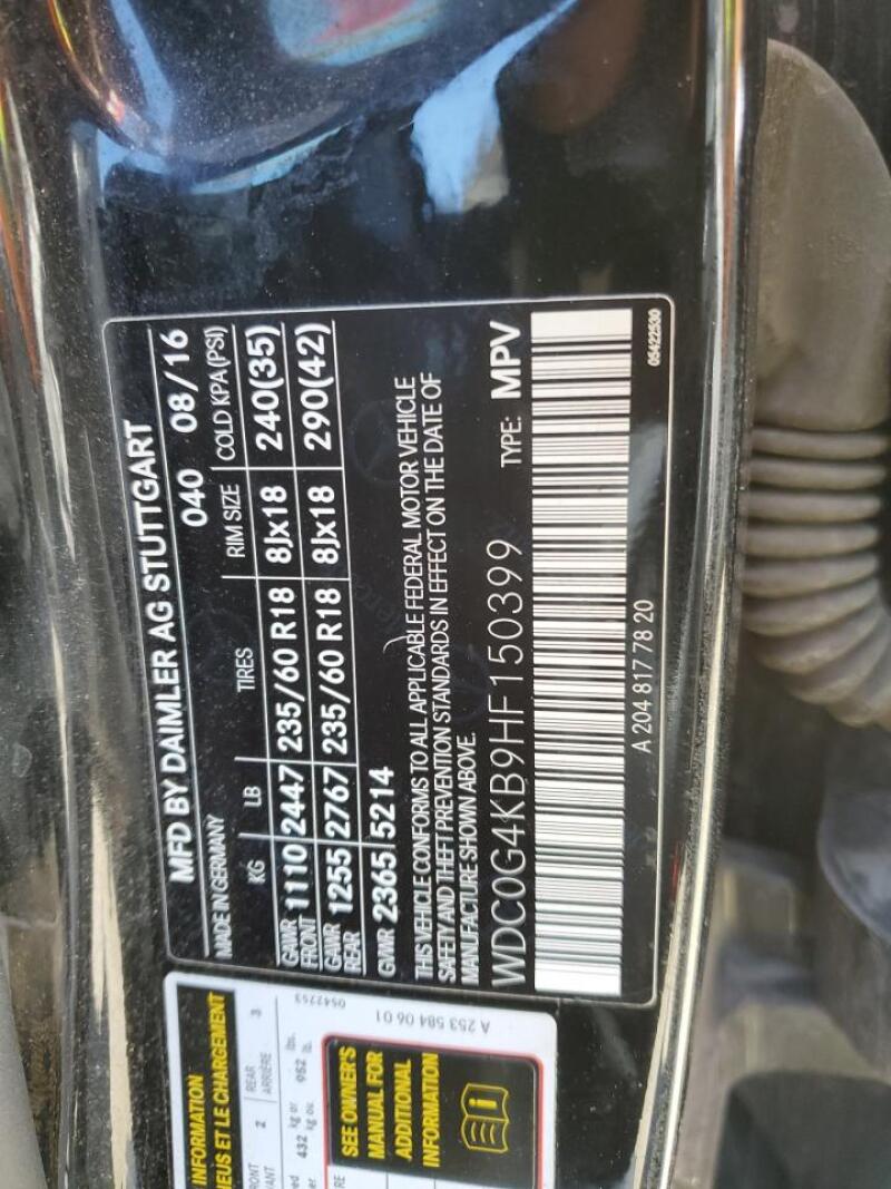 2017 MERCEDES-BENZ GLC 300 4MATIC - WDC0G4KB9HF150399 | SeoVin.biz