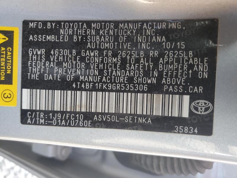 2016 TOYOTA CAMRY LE - 4T4BF1FK9GR535306 | SeoVin.biz