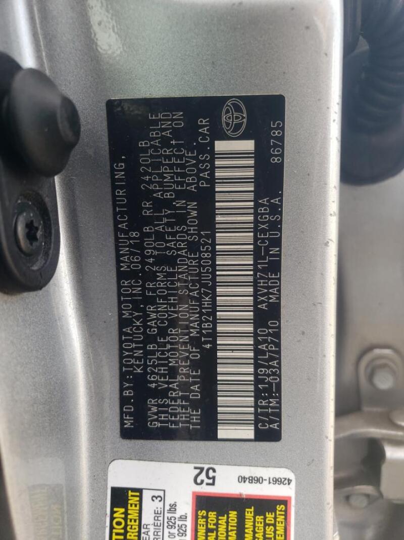 2018 TOYOTA CAMRY HYBRID - 4T1B21HK7JU508521 | SeoVin.biz